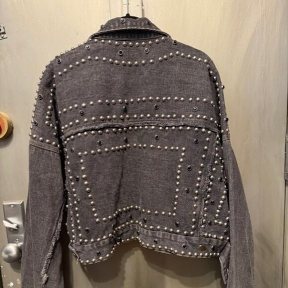 Vintage Style Studded Rivet Distressed Denim Punk Style Bolero / Cropped Jacket - Picture 14 of 16